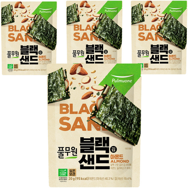 풀무원 블랙 김샌드 아몬드, 20g, 4개입