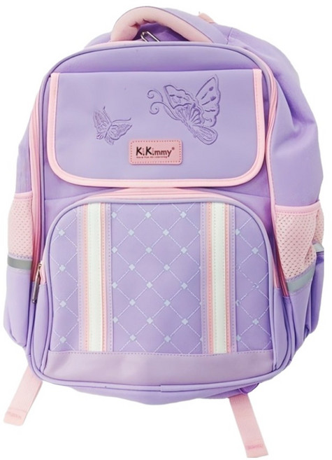 KiKimmy 多功能減壓護脊兒童輕量書包 清新紫蝶