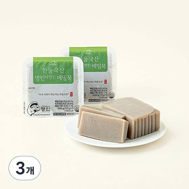 한둘 국산 명인이 만든 메밀묵, 520g, 2개입, 3개