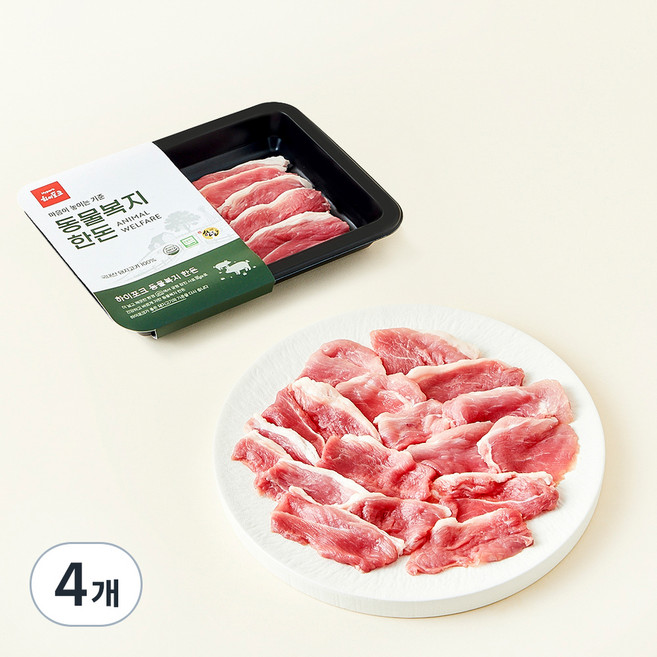 하이포크 동물복지 인증 한돈 앞다리 불고기용 (냉장), 300g, 4개
