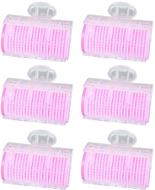 닐로 대형 헤어롤 6p + 집게 6p 세트, 핑크, 1세트