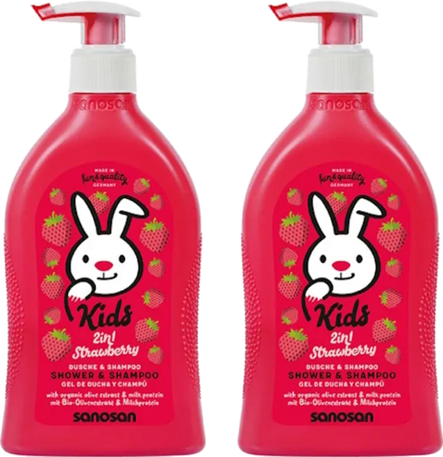sanosan 兒童2合1洗髮沐浴露 草莓香, 400ml, 2瓶