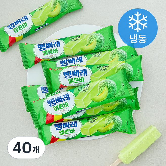 롯데웰푸드 빵빠레 멜론바 (냉동), 40개, 1개입, 75ml