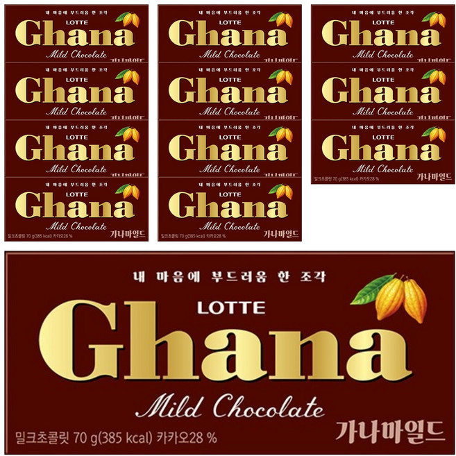 가나 마일드 밀크초콜릿, 70g, 12개