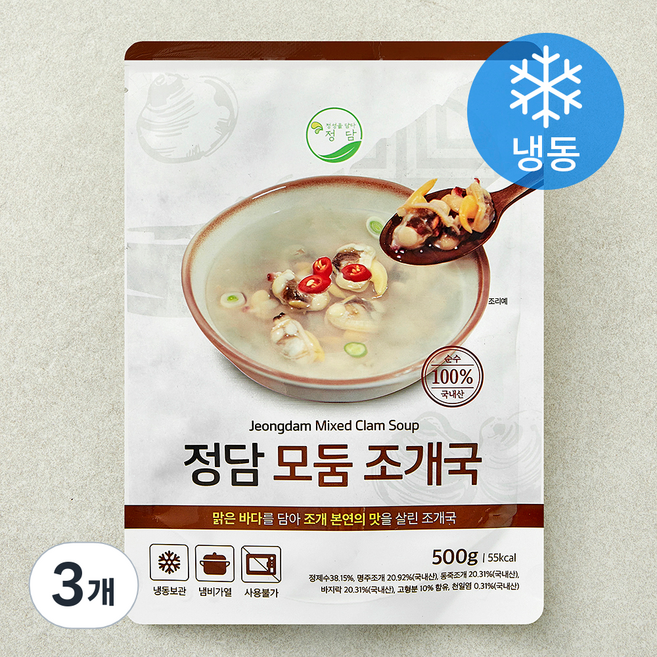 정담 모둠 조개국 (냉동), 500g, 3개
