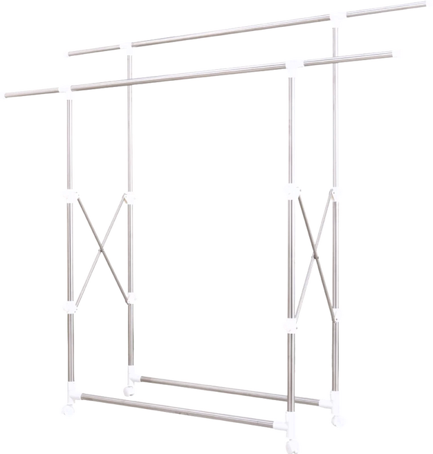 雙手萬能 多功能不鏽鋼二桿伸縮曬衣架 承重25kg, 不鏽鋼