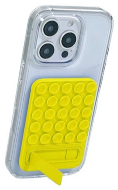 케이스틱 휴대폰 실리콘 부착 거치가능 흡착식 패드, 옐로우, 1개