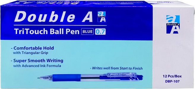 Double A 按壓式原子筆 0.7mm 12支, 藍色, 1組