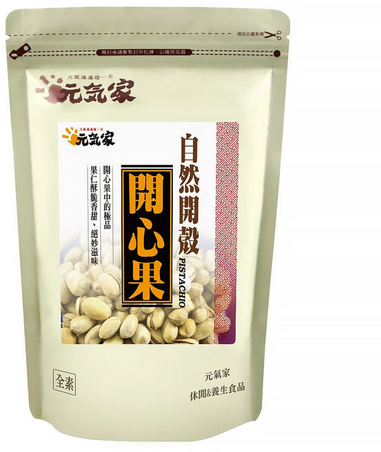 元氣家 自然開殼開心果 果仁酥脆可口 低溫烘焙 顆顆新鮮, 200g, 1包