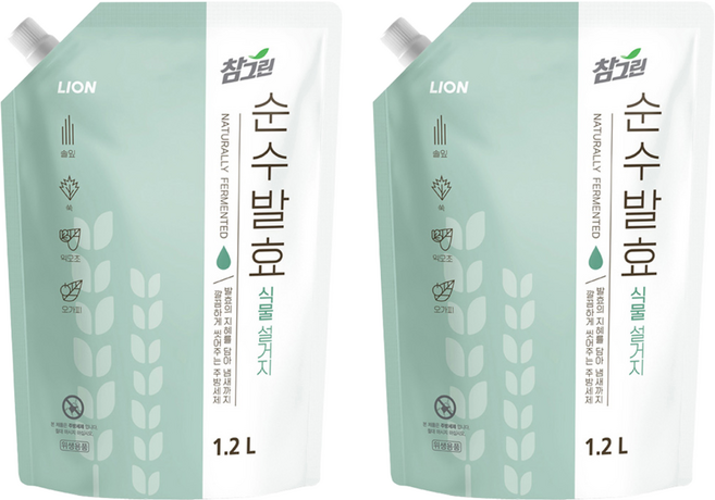 LION 獅王 Chamgreen 植物發酵洗碗精補充包, 1.2L, 2包