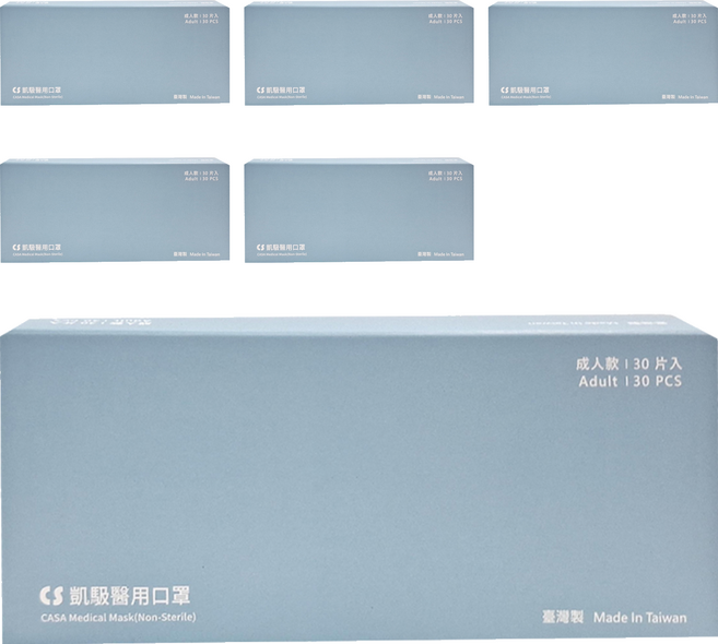 CS 凱馺國際 成人平面滿版三層醫用口罩, 30片, 6盒, 雪青紫