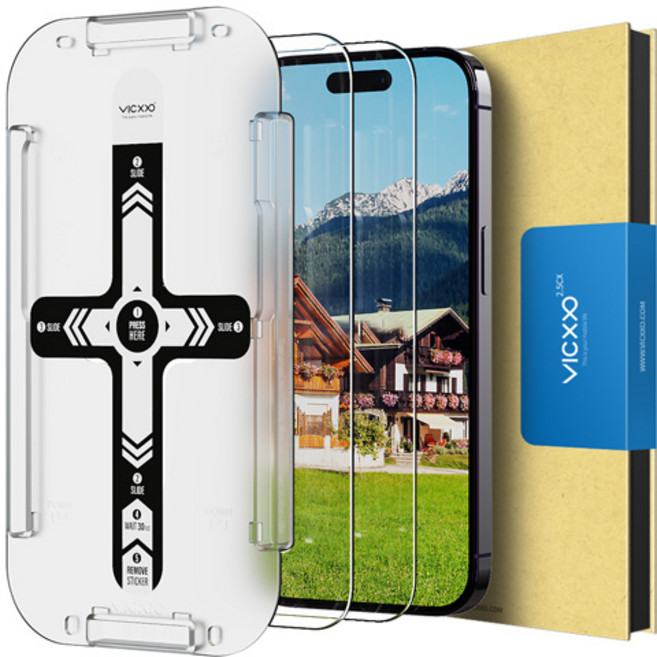 빅쏘 EZ플러스 아이폰 강화유리 휴대폰 액정보호필름 2매, 1세트