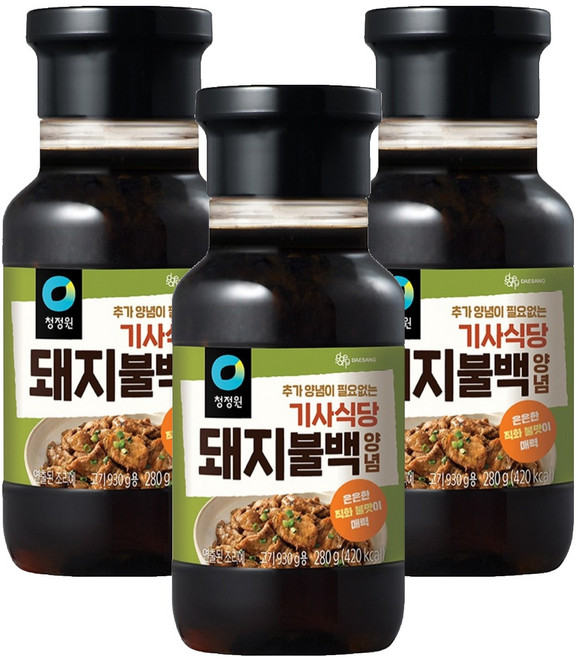 청정원 기사식당 돼지불백양념, 280g, 3개