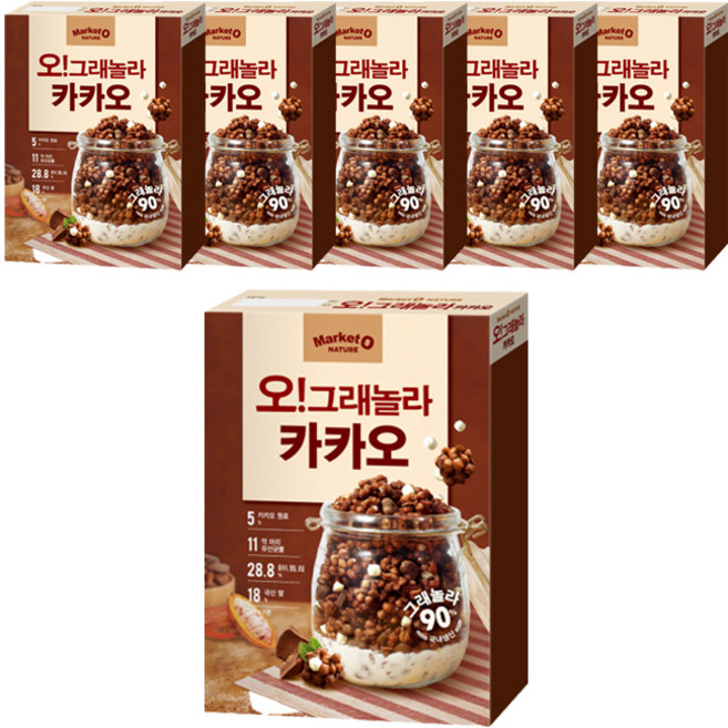 마켓오네이처 오 그래놀라 카카오 시리얼, 300g, 6개