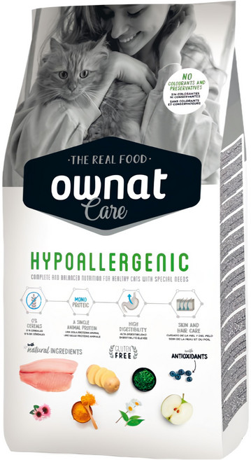 ownat 歐娜特 CARE系列 貓用 無穀無麩質低敏機能照護配方乾飼料 新鮮多種魚 + 水解鮭魚, 機能照護配方, 3000g, 1袋