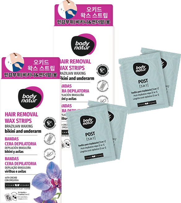 바디네이처 오키드 왁스스트립 언더암/비키니라인용, 2개