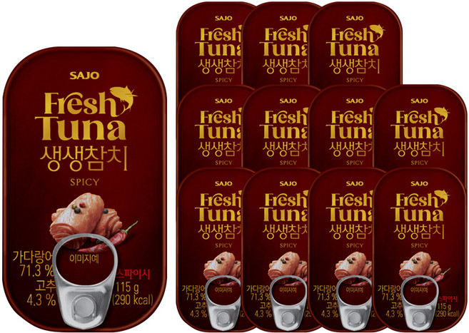 해표 생생 참치 스파이시, 115g, 12개