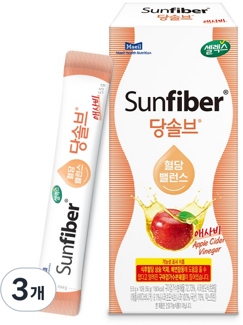 Selex Sunfiber蘋果醋膳食纖維複合沖泡粉包 10條入, 55g, 3盒