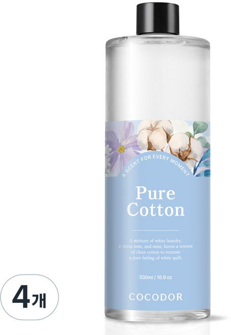코코도르 디퓨저 리필, 퓨어코튼, 500ml, 4개