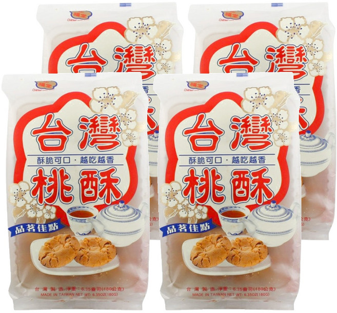 逢國食品 台灣桃酥 180g 酥脆可口 越吃越香, 4包