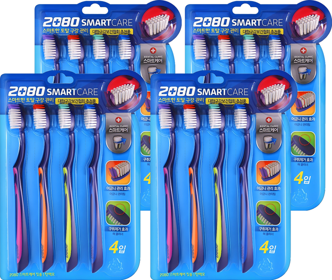 2080 스마트케어 칫솔, 4개입, 4개