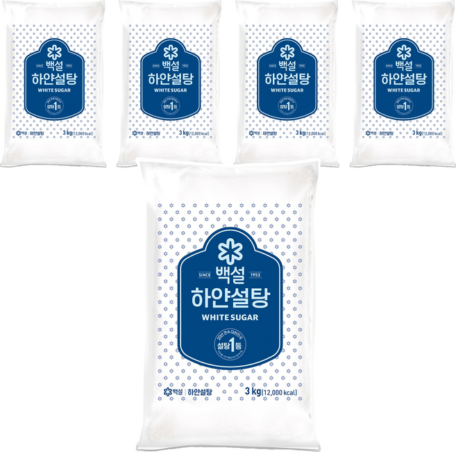 백설 하얀설탕, 3kg, 5개