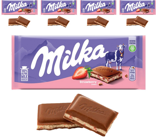 밀카 스트로베리 요거트 초콜릿, 100g, 5개