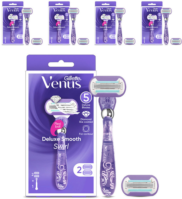 Venus 정품 스월 여성용 면도기 + 면도날 2p, 5세트