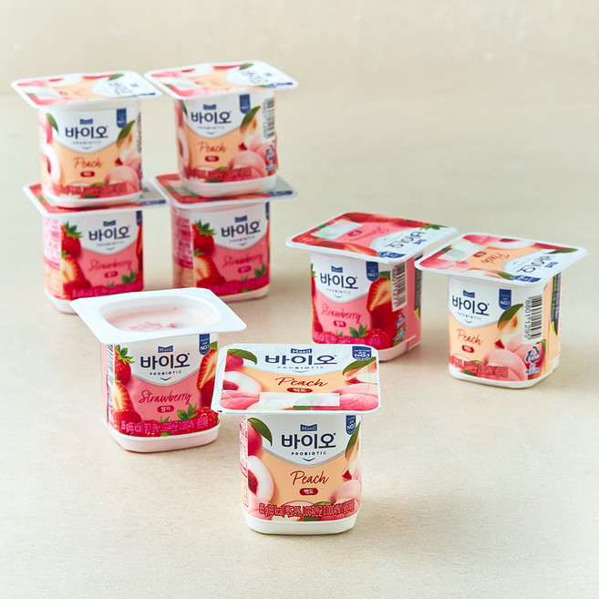매일유업 바이오 요거트 백도 85g x 4개 + 딸기 85g x 4개, 8개입, 1세트