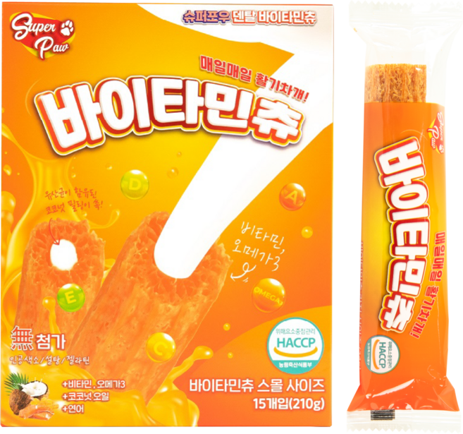 슈퍼포우 강아지 바이타민츄 덴탈껌 S, 비타민, 210g, 1개