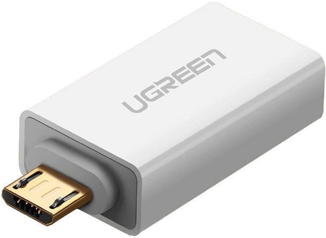 UGREEN 綠聯 Micro USB轉USB 2.0轉接頭OTG, 1個, 白色, 28mm