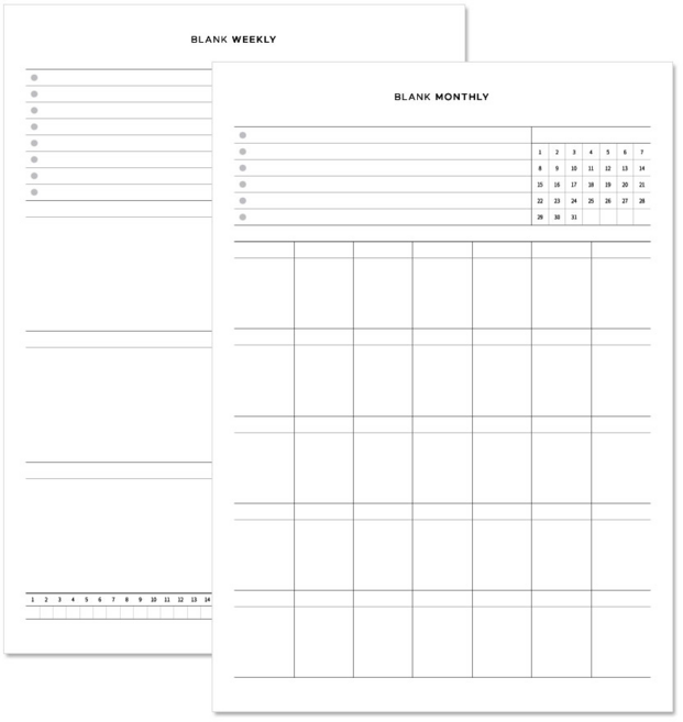 리코즈 블랭크 플래너 먼슬리 + 위클리 세트, 혼합색상, 1세트