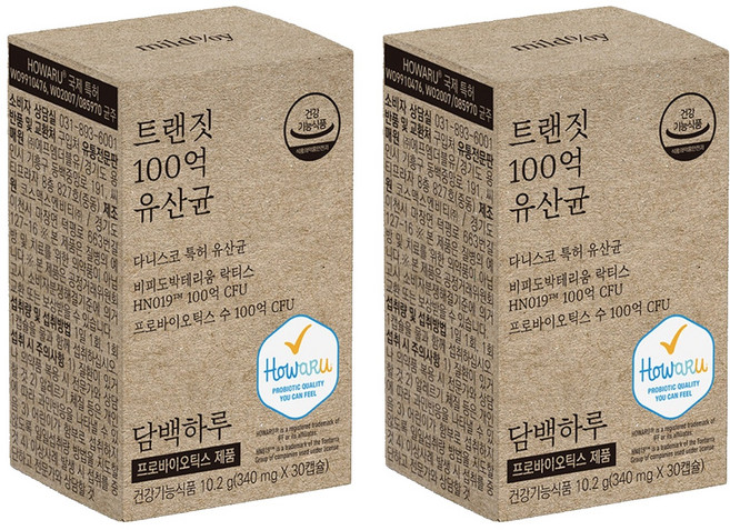 담백하루 트랜짓 100억 유산균 10.2g, 30정, 2개