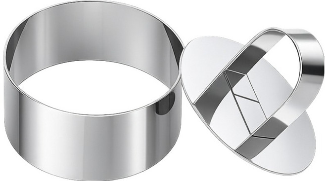 인글로우 스텐 베이킹 디저트 무스링 케이크 원형 몰드 + 푸셔 세트, 1세트