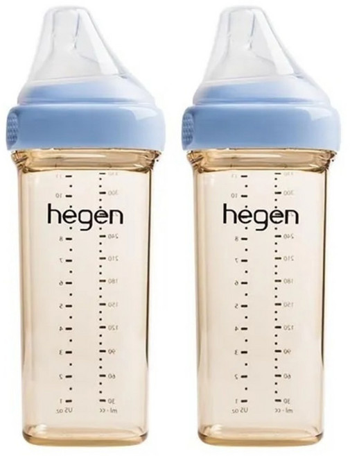 hegen 金色奇蹟 PPSU 多功能方圓型寬口奶瓶, 沁藍色, 330ml, 2個