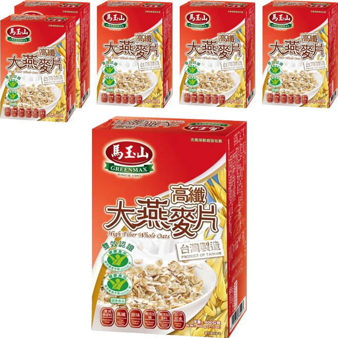馬玉山 高纖大燕麥片, 600g, 6盒
