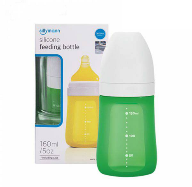 sillymann 100%鉑金矽膠奶瓶 如媽媽乳房的柔軟觸感, 波士頓綠, 160ml, 1個
