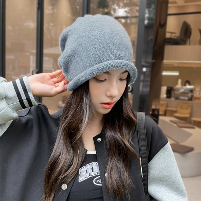 미다미 데이오 컬링 스트링 니트 컬링 롱 트렌디 비니모자 1468