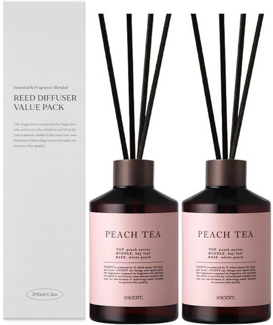 에이센트 퍼퓸드 디퓨저, 피치티, 200ml, 2개