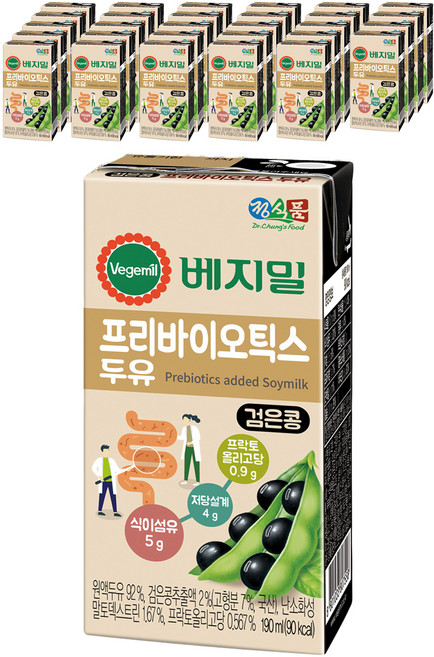베지밀 프리바이오틱스 두유, 190ml, 80개