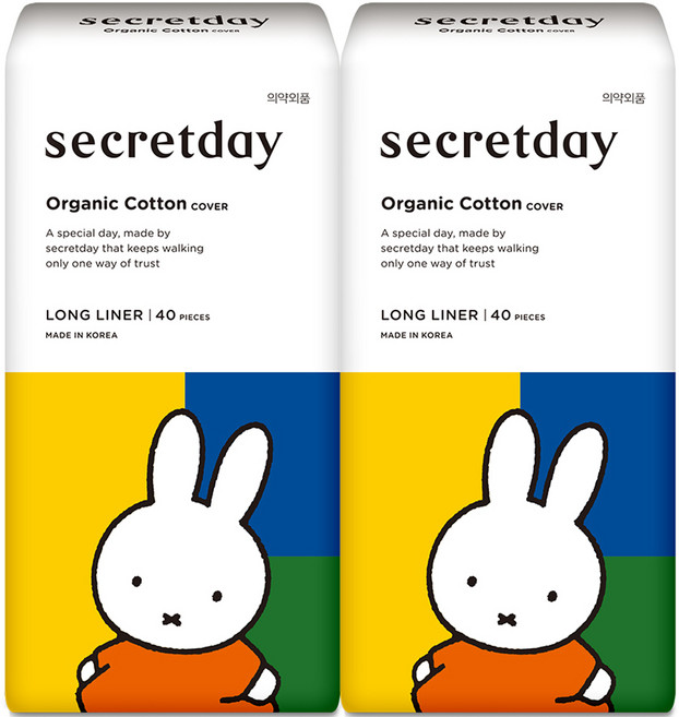 시크릿데이 미피 유기농 코튼커버 롱라이너, 40개입, 2개, 롱