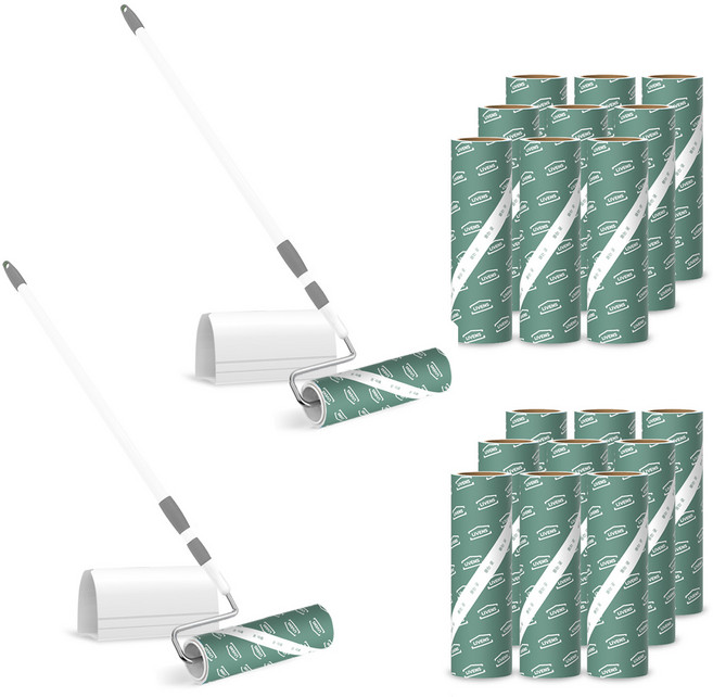 리벤스 사선컷팅 돌돌이 테이프 클리너 스탠드봉 + 핸들 + 거치대 + 리필 10p, 2세트