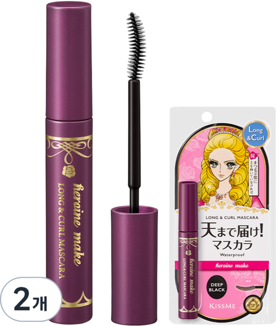 키스미 히로인메이크 롱앤컬 마스카라 EX 6g, 딥블랙, 2개