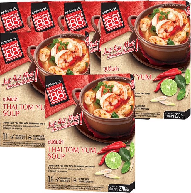 KITCHEN 88 泰式酸辣海鮮湯即食調理包 僅需加入肉類, 270g, 6盒