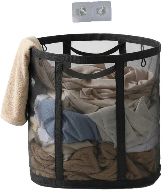 편리홈 틈새 접이식 메쉬 빨래바구니, 블랙