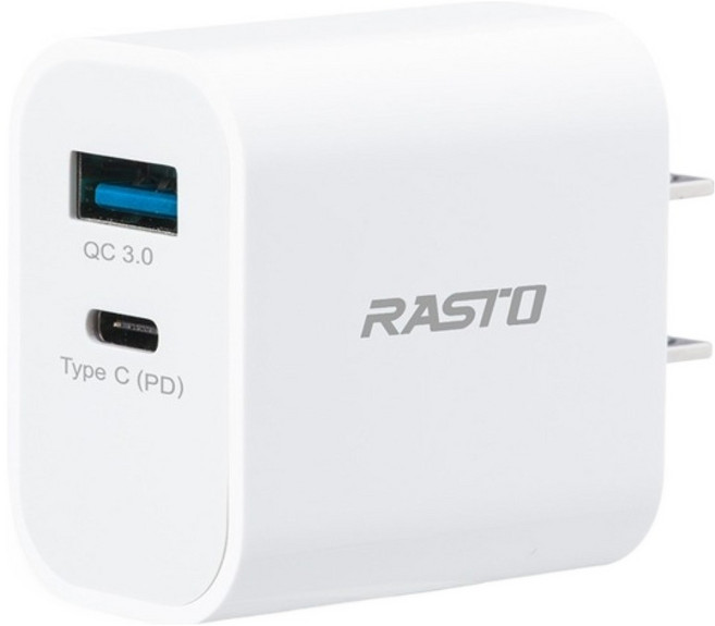 RASTO RB30 20W Dual Port Type C + USB-A 充電器 PD+QC3.0 Fast Charging 台灣製造 白色