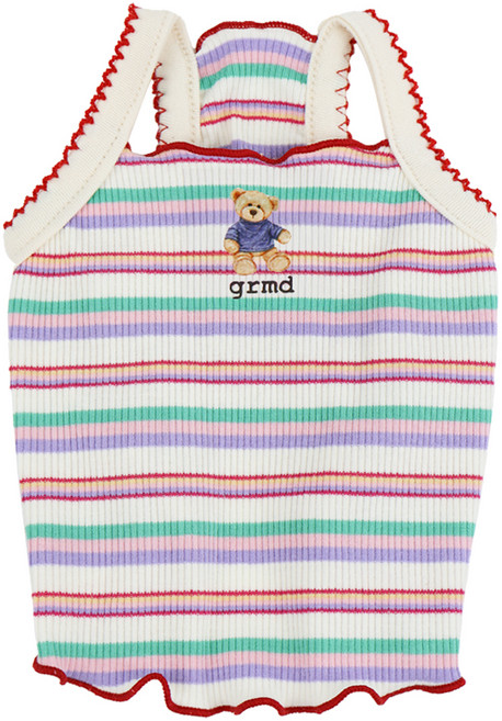 그루밍독 강아지 롤리팝 grmd 프린팅 곰나시 티셔츠, 레드, 1개