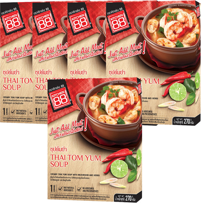 KITCHEN 88 泰式酸辣海鮮湯即食調理包 僅需加入肉類, 270g, 5盒