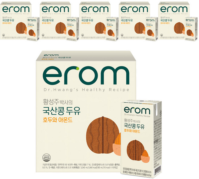 이롬 황성주 박사의 국산콩 두유 호두 아몬드, 190ml, 96개