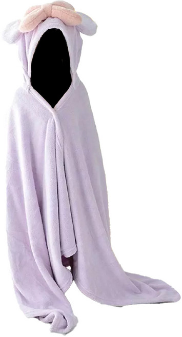 SIQIAN 兒童珊瑚絨連帽浴巾, 紫色, 1條